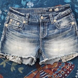 Miss Me Distressed Blue Jean Shorts